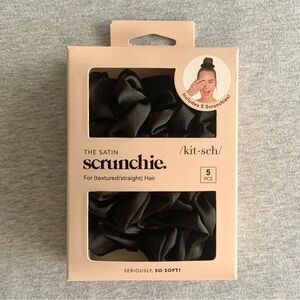 Kitsch Satin Hair Scrunchies - Black Set